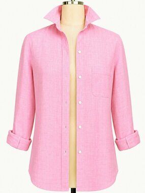 💋 Like New Grayson Pink Shirt | Long Sleeve | Collared | 100% Linen | Size 2
